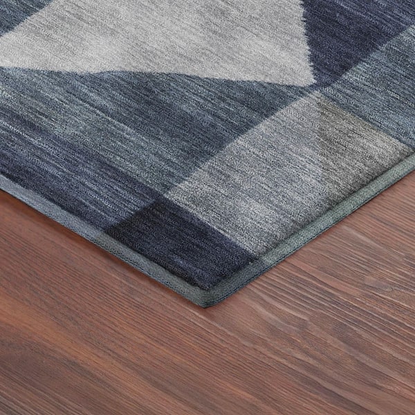 Mayfield Premium Machine Washable Abstract AMF2373 Blue 2 ft. x 7 ft. Runner Rug