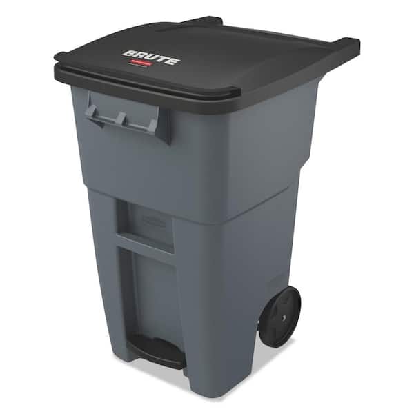 Rubbermaid Commercial Products Brute Step-On Rollouts, Square, 50 Gal., Gray