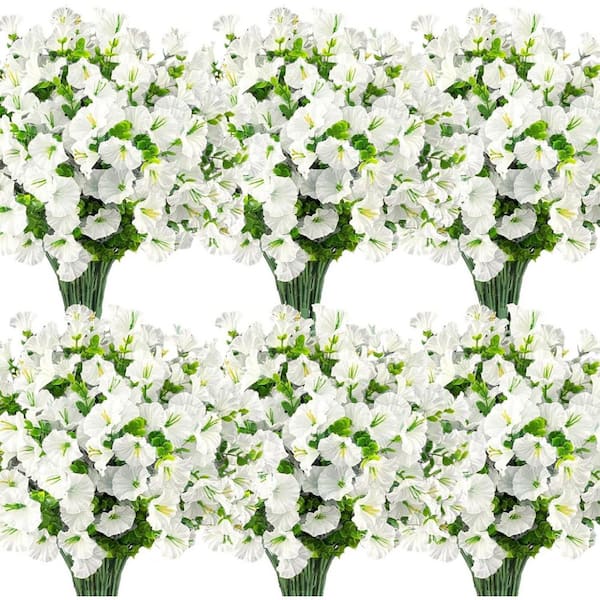 14.2 in. White Indoor/Outdoor Artificial Assorted Flowers