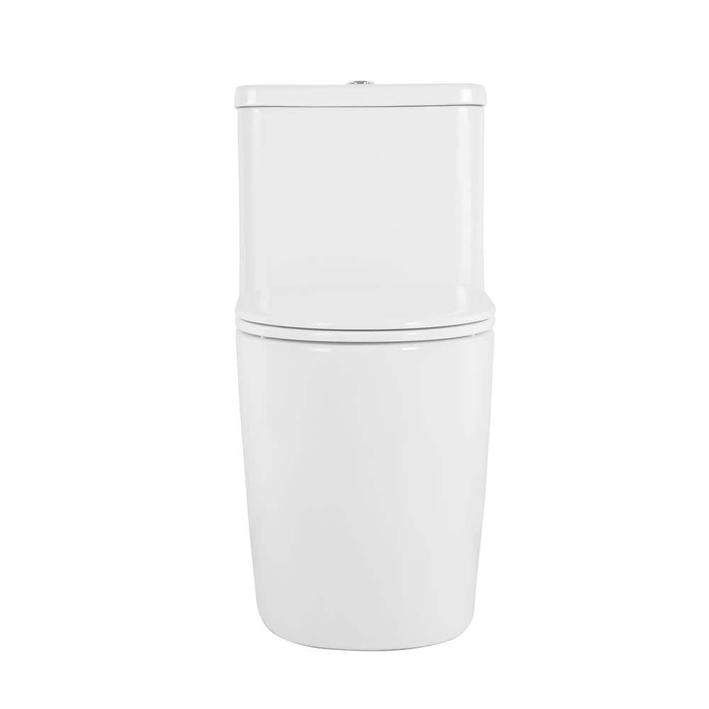 White Ceramic Dual-Flush Elongated One-Piece Toilet