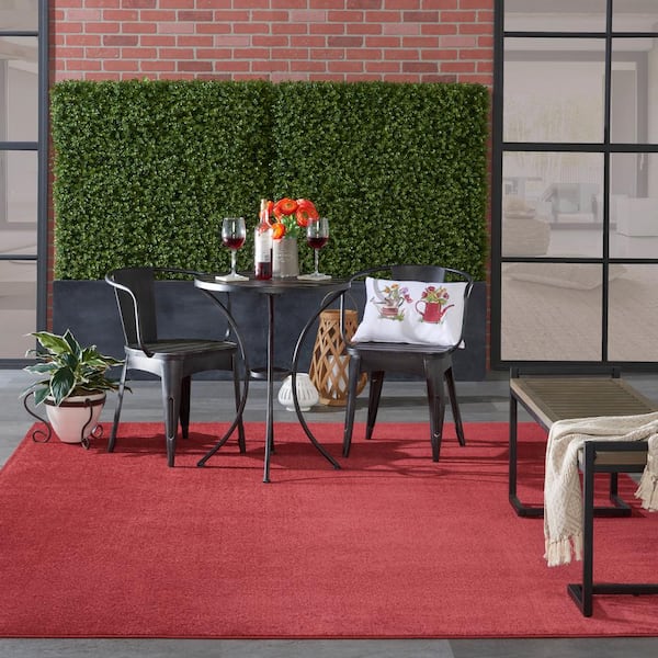 Essentials 8 ft. x 10 ft. Brick Red Solid Contemporary Indoor/Outdoor Patio Area Rug