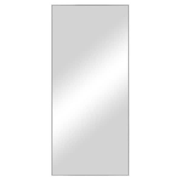 Unbranded 22 in. W x 47 in. H Modern Silver Metal Framed Full Length Mirror