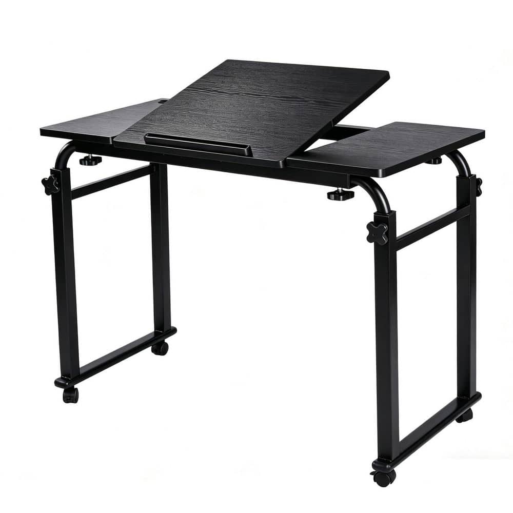 Black Overbed Bedside Table with Wheels and Adjustable Height, Medical Tilt Top Hospital Bed Table for Hospital, Home price history on PriceWatchPro