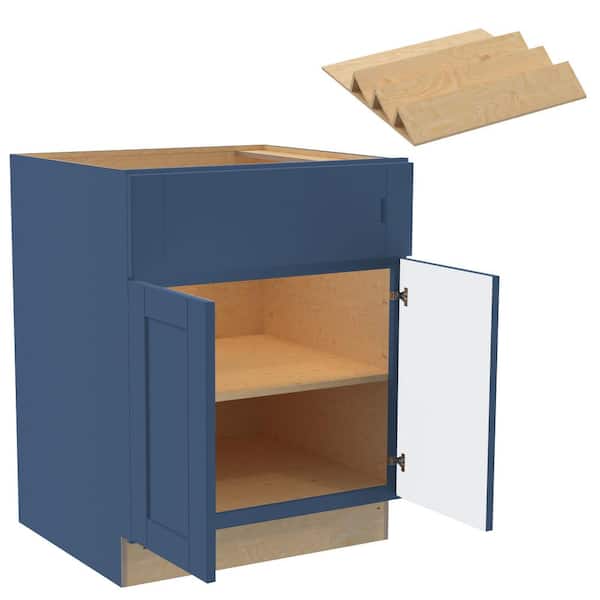 Home Decorators Collection Washington 27 in. W x 24 in. D x 34.5 in. H Vessel Blue Plywood Shaker Assembled Base Kitchen Cabinet Spice Tray