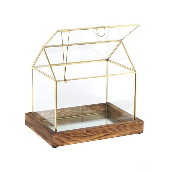 A & B Home Rectangular Gold Glass Jewelry Box