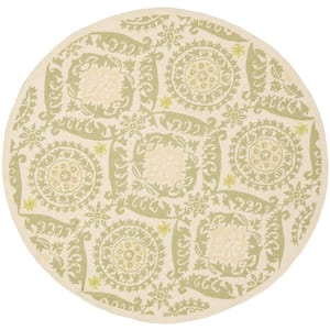 Chelsea Beige/Green 6 ft. x 6 ft. Round Floral Area Rug