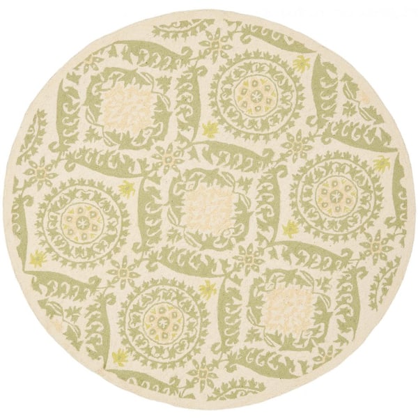 SAFAVIEH Chelsea Beige/Green 6 ft. x 6 ft. Round Floral Area Rug