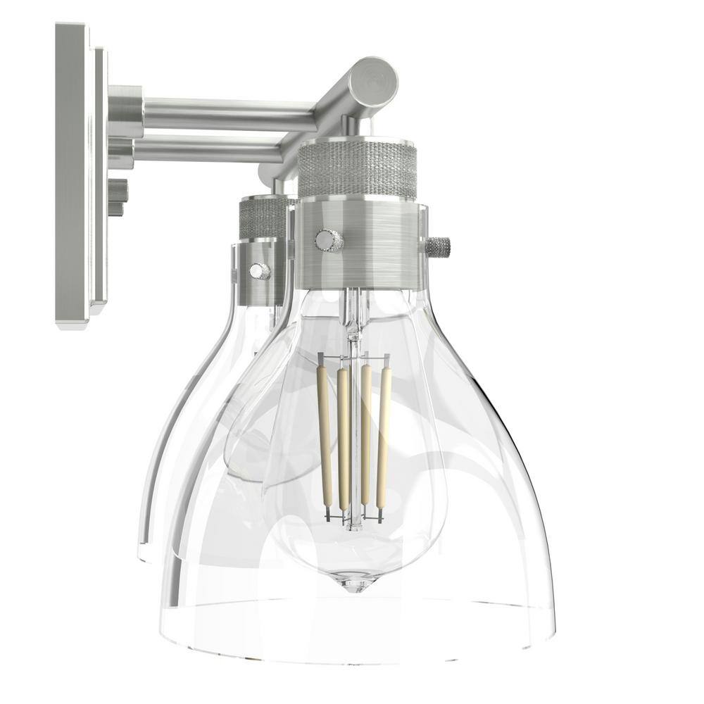 Brushed Nickel Dual Glass Shade Outdoor Vanity Light