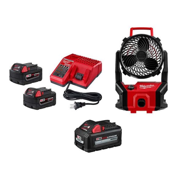 M18 18-Volt Lith-Ion Brushless Cordless PACKOUT Jobsite Fan w/ (3) Battery & Charger