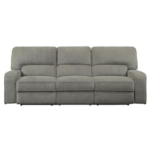 Amite 98.5 in. W Straight Arm Chenille Rectangle Power Double Reclining Sofa with Power Headrests in. Mocha