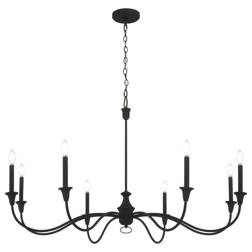 Textured Black 8-Light Candle Style Chandelier