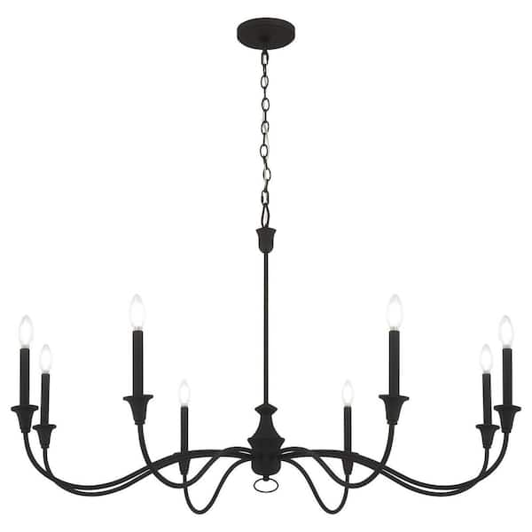 Halifax County 8-Light Textured Black Candlestick Chandelier