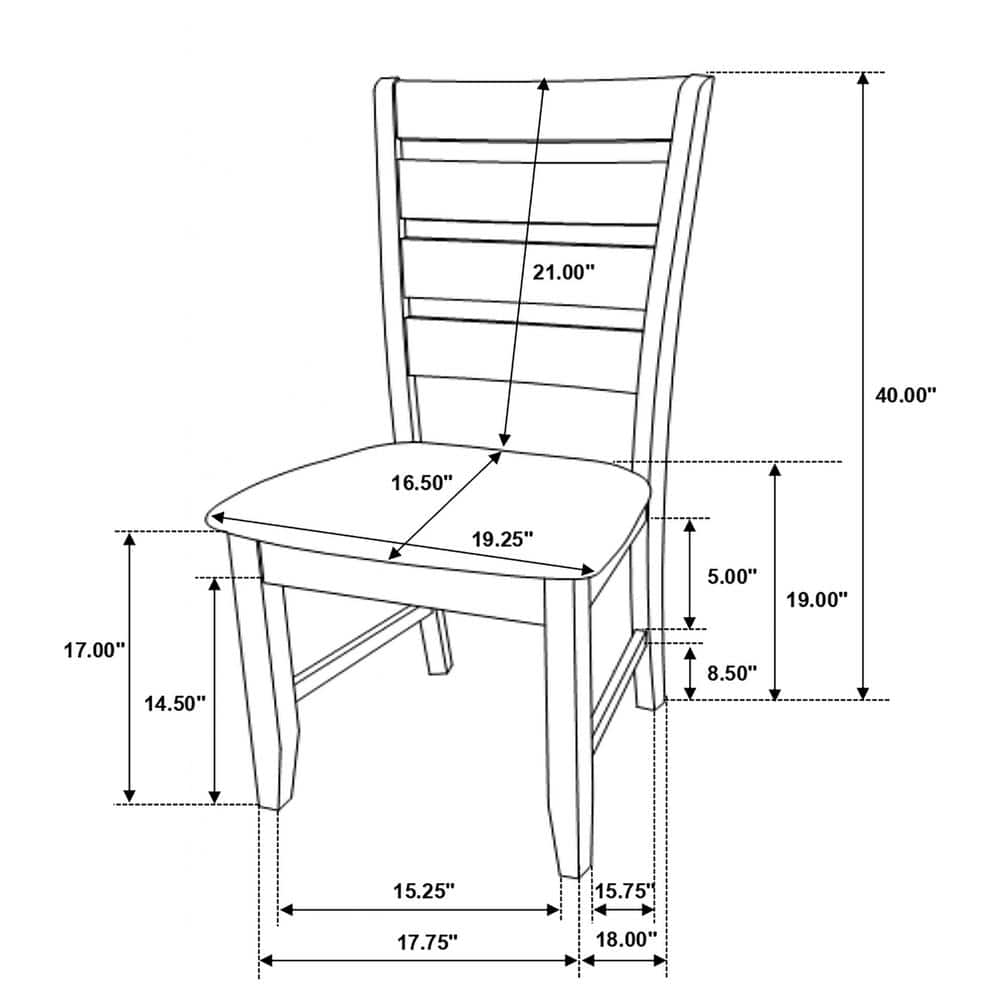 Dark Gray Upholstered Ladderback Wood Side Chair Set