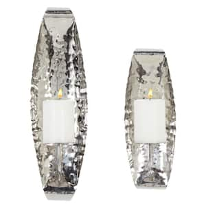 Silver Stainless Steel2 Candle Wall Sconce (2- Pack)