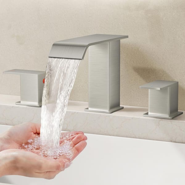 8 in. Widespread Double Handle Bathroom Faucet with Pop-up Drain in Brushed Nickel