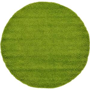 Solid Shag Grass Green 6 ft. Round Area Rug