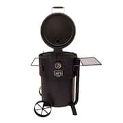 Bronco Pro Charcoal Drum Smoker and Grill in Black with 366 sq. in. Cooking Space