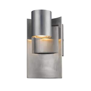 Amador 6-Watt 9.63 in. Silver Integrated LED Aluminum Hardwired Outdoor Weather Resistant Cylinder Wall Sconce Light