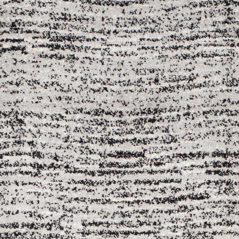 Adirondack Black and Silver Striped Synthetic Area Rug