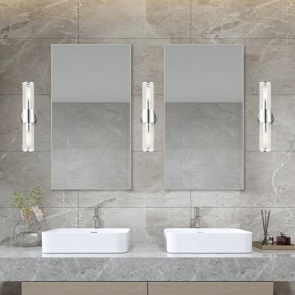 MaxximaStyle: 4-Bulb Bathroom Vanity Light Fixture, Chrome Finish, 2 Ft.  Light Strip 