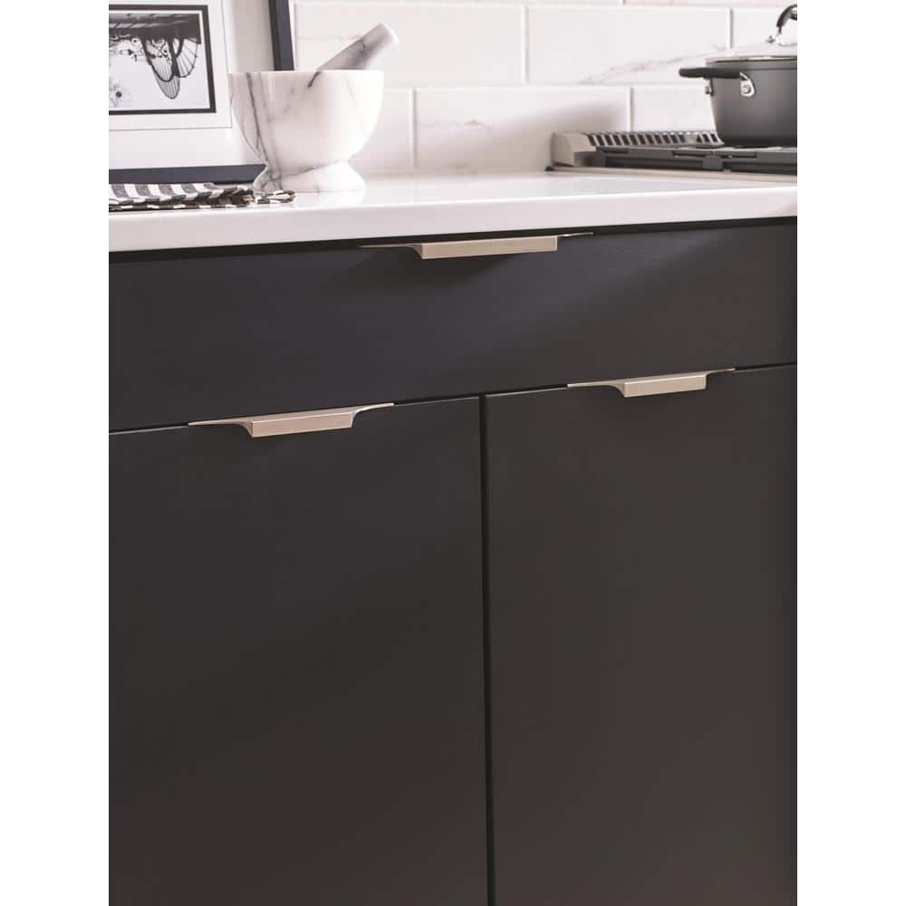 Brushed Nickel Modern Cabinet Edge Pull with Mounting Hardware