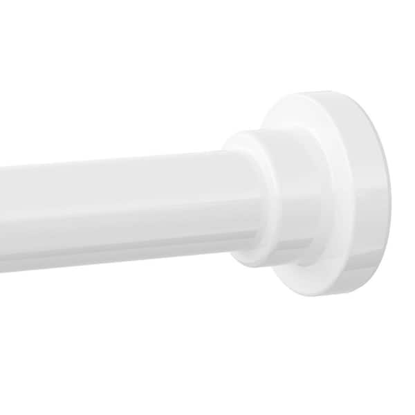 28 in. to 74 in.  White Stainless Steel Adjustable Tension Shower Curtain Rod, No Drilling, No Rust, Non Slip