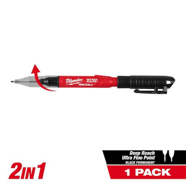 INKZALL 2-in-1 Deep Reach Ultra Fine Point Black Jobsite Permanent Marker