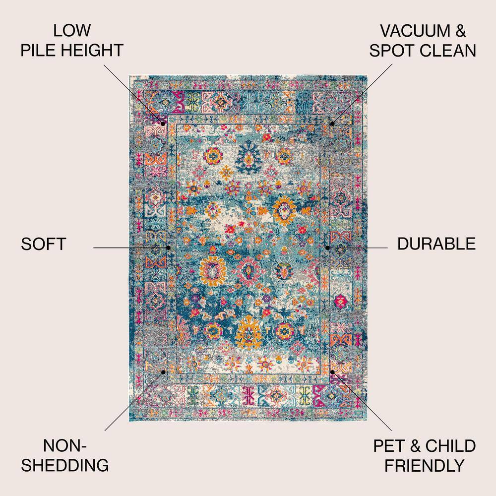 Bohemian Flair Multicolor Medallion Synthetic Area Rug 3x5