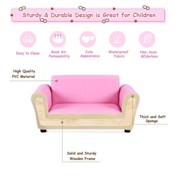 Costway Pink Faux Leather Upholstery Kids Arm Chair Kids Costway Pink Faux Leather Upholstery Kids Arm Chair Kids