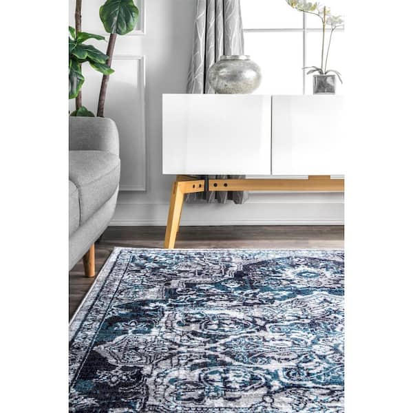 Maryanne Medallion Blue 9 ft. x 12 ft. Area Rug