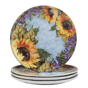 Sunflower Bouquet Multicolored Earthenware Dinner Plate Set Of 4