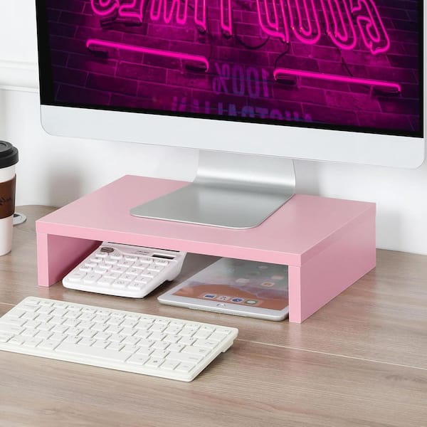 Pink 14 in. x 3.8 in. Wood Minimalism Desk Organizer Stand