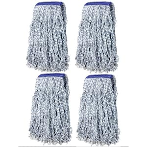 1.25 in. Nano Microbial Cut End Finish 7 in. Head Width Universal Headband Flat Mop Cotton Mop Head, Blue/White (4-Pack)