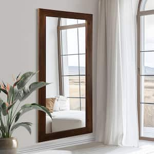 31 in. W x 71 in. H Full-Length Rectangular Solid Wood Framed Wall Mirror in Walnut