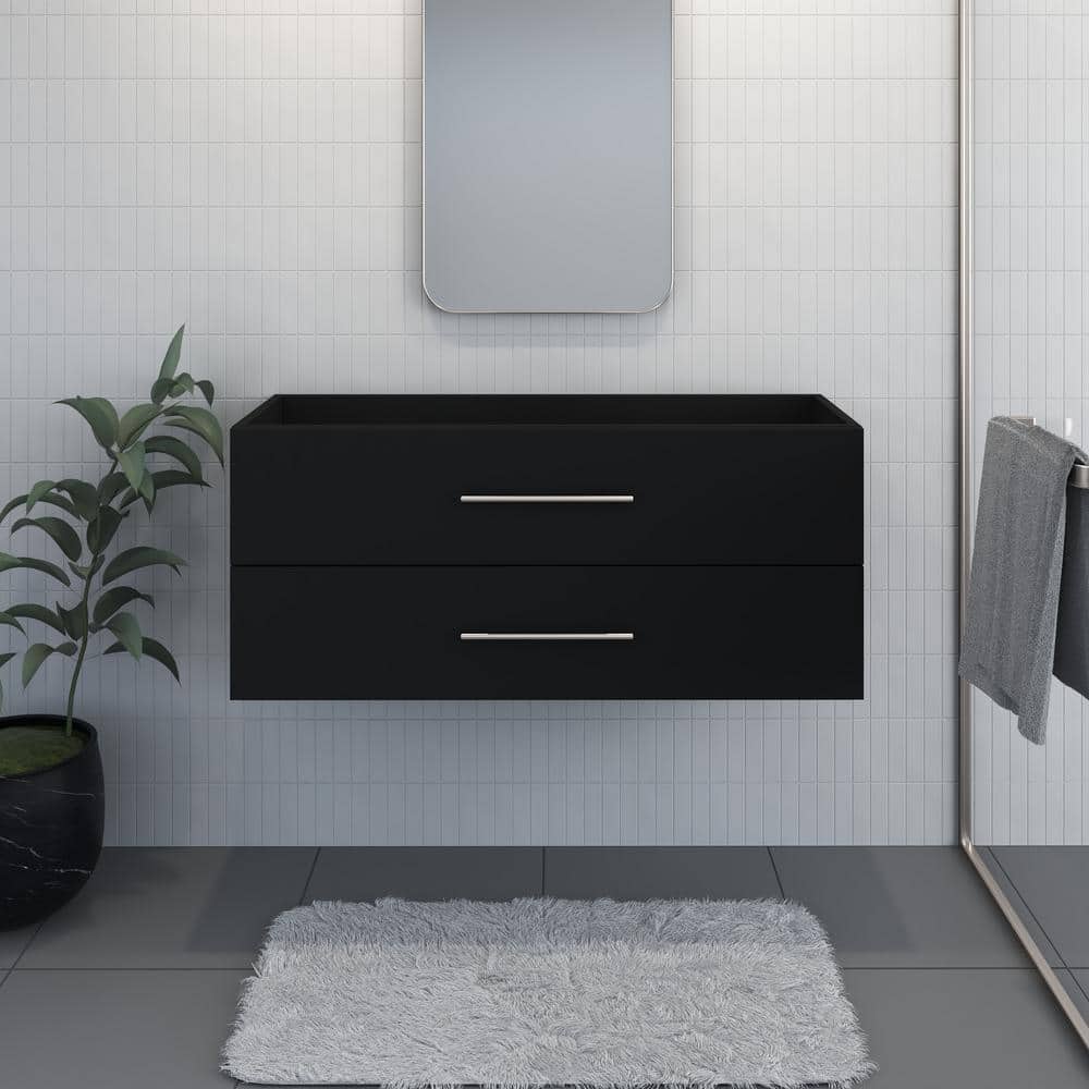 Napa 40 in. W. x 18 in. D x 21 in. H Single Sink Bath Vanity Cabinet without Top in Matte Black, Wall Mounted price history on PriceWatchPro