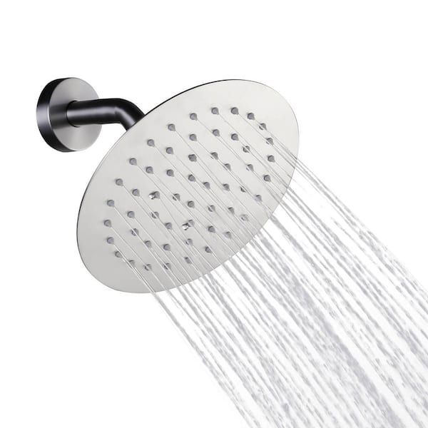 1-Spray Patterns with 1.8 GPM 8 in. Wall Mount Rain Fixed Shower Head in Brushed Nickel