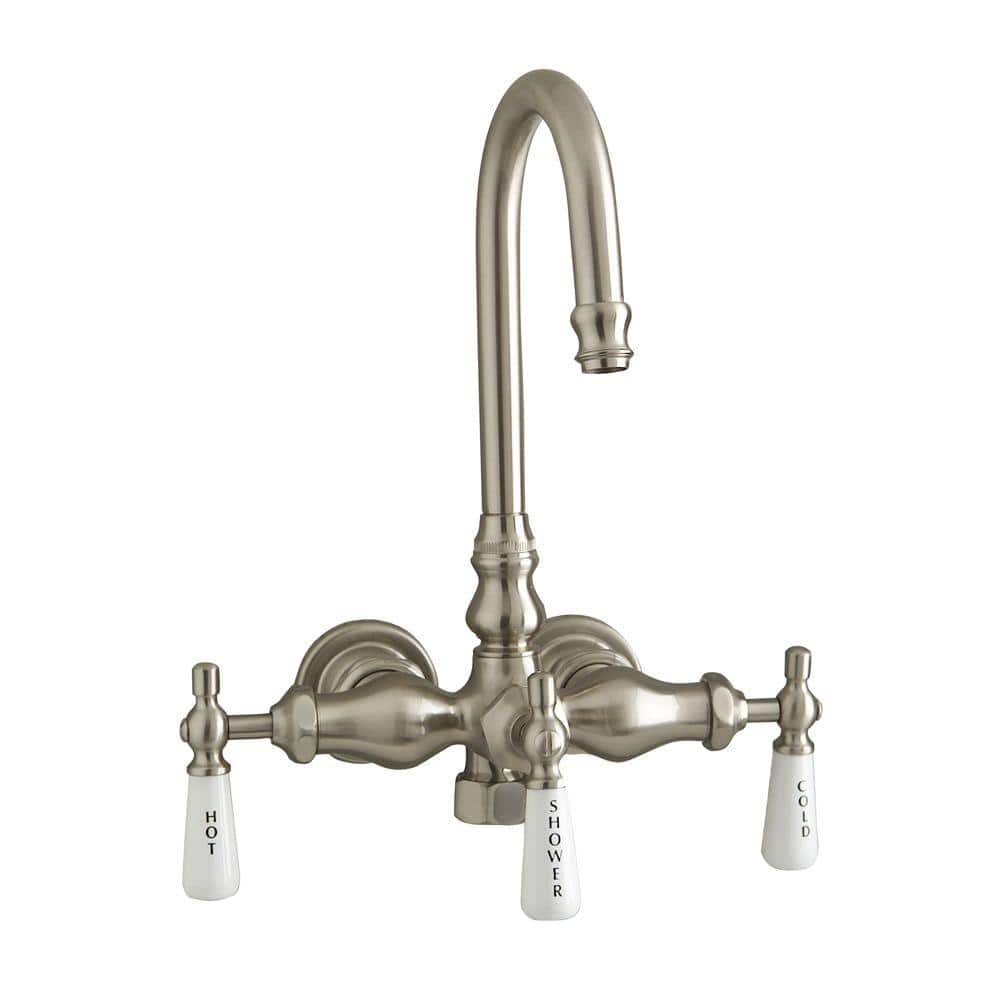 Brushed Nickel Wall Mounted Clawfoot Tub Faucet with Handshower