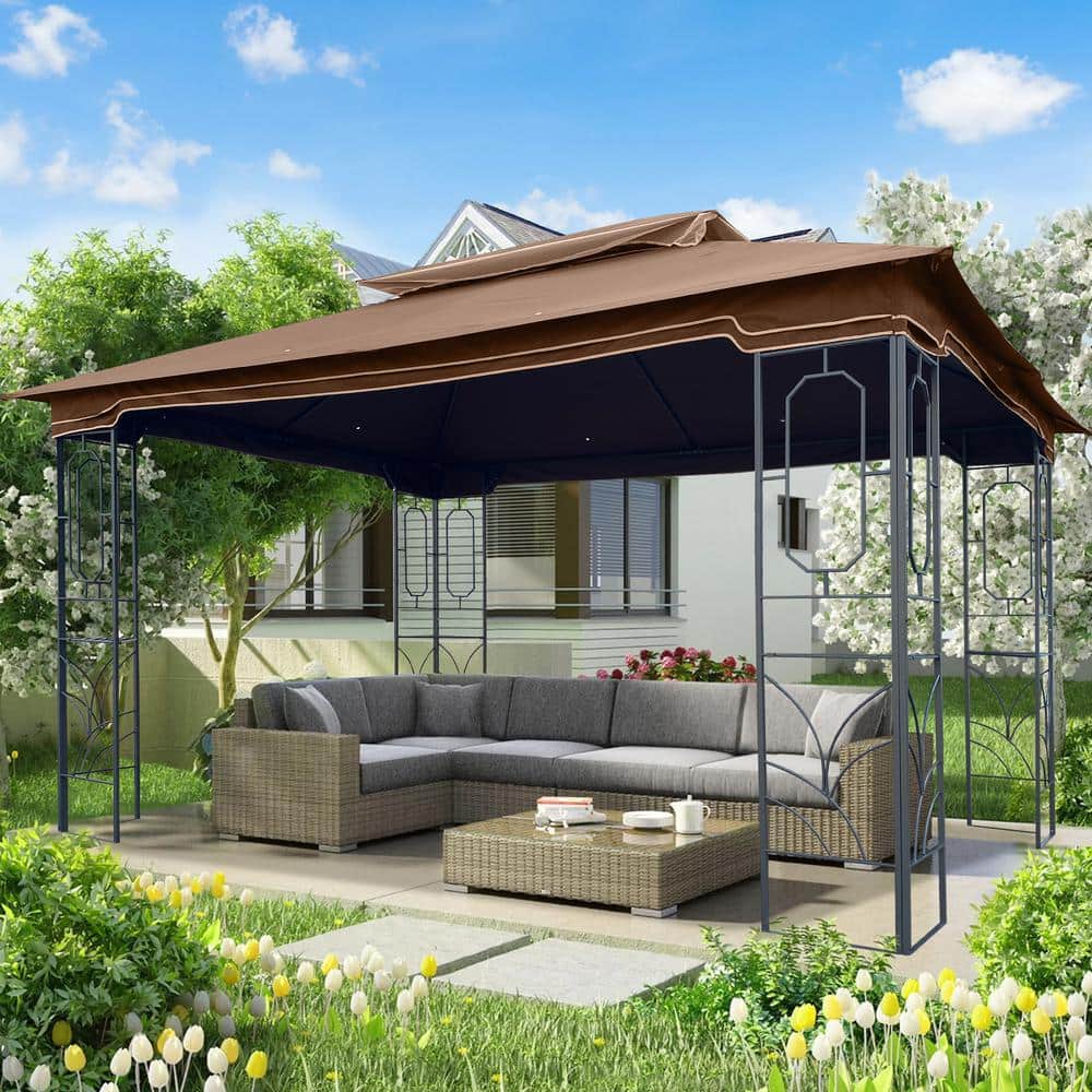 13 ft. x 10 ft. Outdoor Patio Gazebo Tent with Ventilated Double Top and Mo