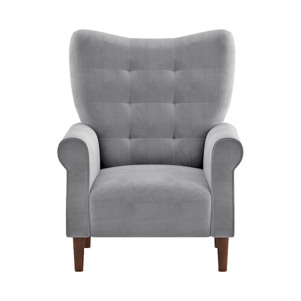 EVERGLADE HOME Cecily Dark Gray Velvet Tufted Back Club Accent Chair