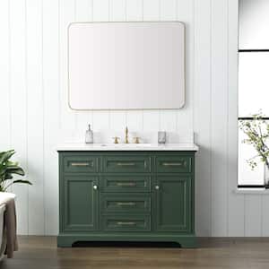 Thompson 48 in. W x 22 in. D Bath Vanity in Evergreen with Engineered Stone Top in Carrara White with White Sink