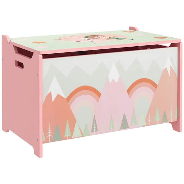 Unbranded Unique Pink 23.5 in. x 15.25 in. MDF Decorative Toy Chest Box Storage with Cute Animal Design