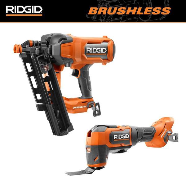 RIDGID 18V Brushless Cordless 21° 3-1/2 in. Framing Nailer with 18V Brushless Cordless Oscillating Multi-Tool (Tools Only)