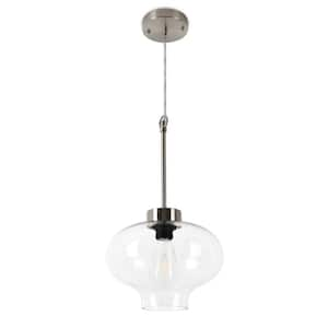 Jasslynn Brushed Nickel 1 Light Pendant Light with Clear Glass Shade for Kitchen Island Dinning Room Foyer Living Room