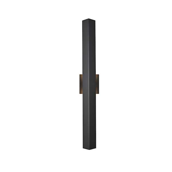 30 in. Black Outdoor Hardwired Wall Sconce with Integrated LED
