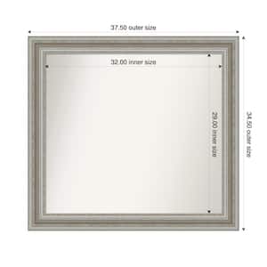 Parlor Silver 37.5 in. x 34.5 in. Custom Non-Beveled Recycled Polystyrene Framed Bathroom Vanity Wall Mirror