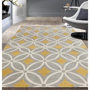 Contemporary Trellis Chain Gray/Yellow 5 ft. x 7 ft. Area Rug