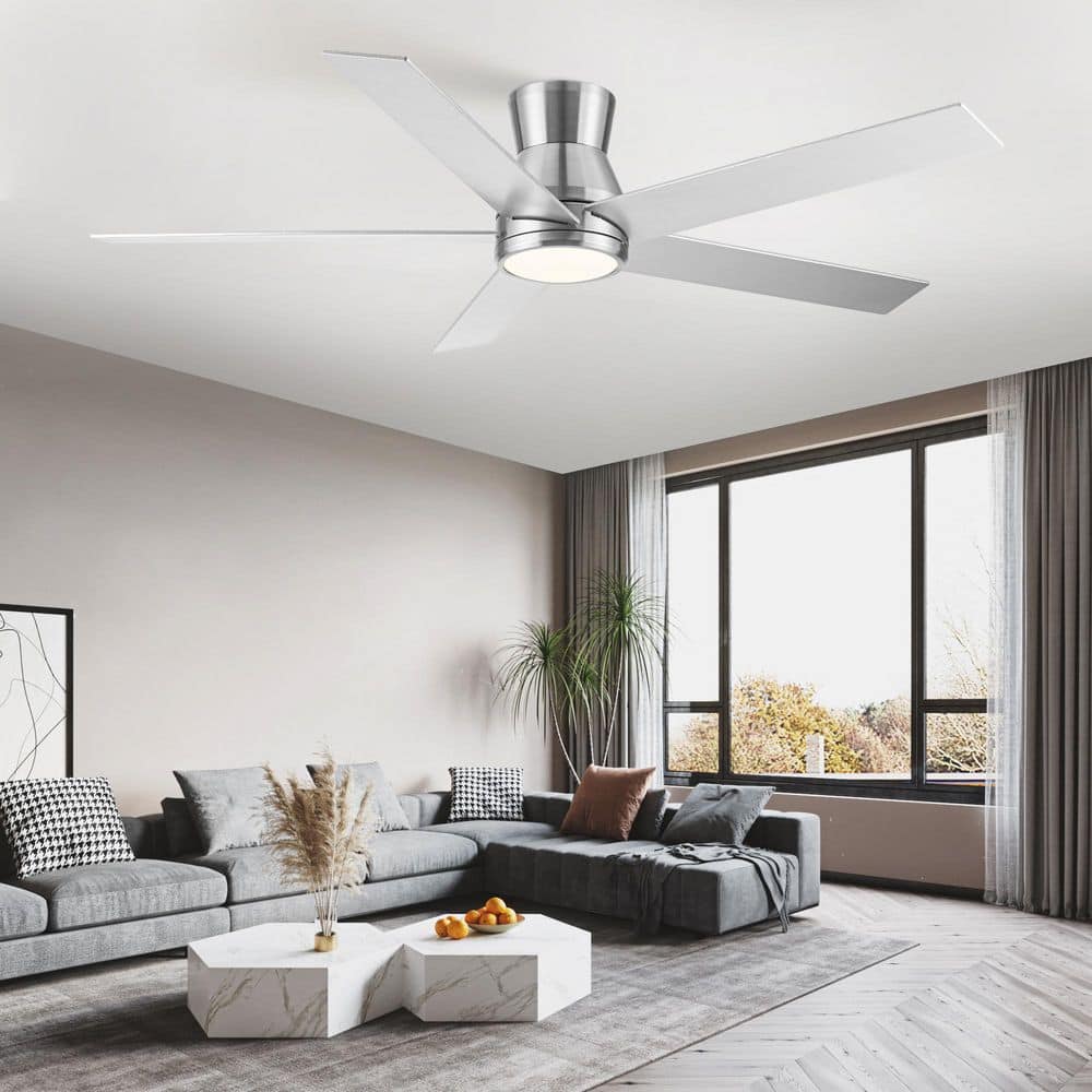 Keazile 52 in. Sliver Downrod Mount Ceiling Fan with 5 Plywood
