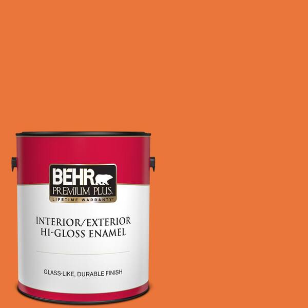 BEHR PREMIUM PLUS 1 gal. Home Decorators Collection #HDC-MD-27 Tart Orange Hi-Gloss Enamel Interior/Exterior Paint