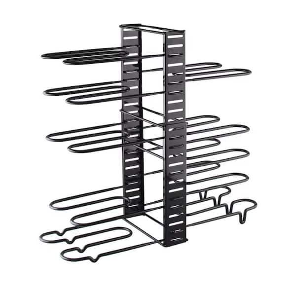 8 Tier Pot and Pan Organizer Rack for Cabinet Adjustable with 3 DIY Methods for Pots Pans and Lids