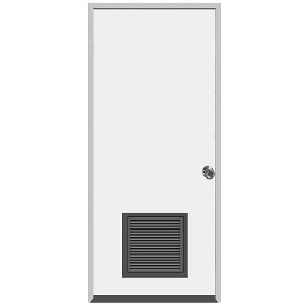 Steves & Sons 36 in. x 80 in. Premium Vented Flush Primed White Left-Hand Inswing Steel Prehung Front Door with 4 in. Wall